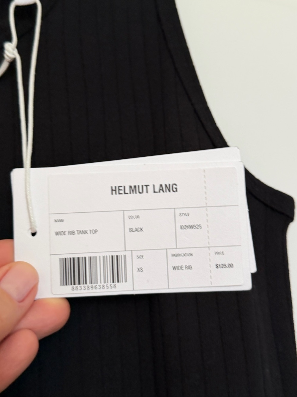 Helmut Lang Black Ribbed Tank - Picture 3 of 5